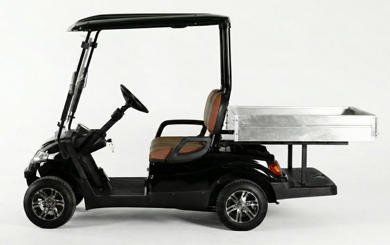 EPIC 2+Short Cargo Non-Lifted Electric Golf Cart with Lithium Battery 105Ah & Standard Tires  | Utility LSEV (Black) - Image 3